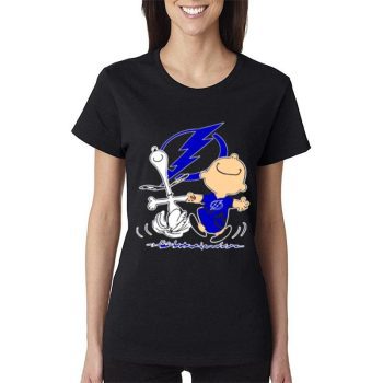 Tampa Bay Lightning Snoopy And Charlie Brown Dancing Women Lady T-Shirt
