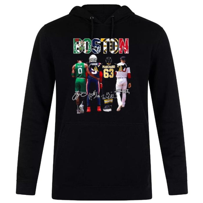 Tatum Marchand Boston Celtics New England Patriots Boston Bruins And Boston Red Sox Signatures Unisex Pullover Hoodie