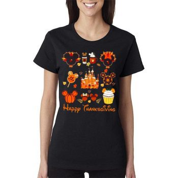 Thankful Disney Mickey Mouse Thanksgiving Women Lady T-Shirt