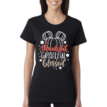 Thankful Grateful Blessed Disney Thanksgiving S Women Lady T-Shirt