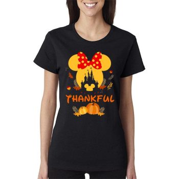 Thanksgiving Minnie Head With Black Castle Pumpkin Disney Thanksgiving S Women Lady T-Shirt