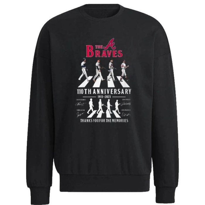 The Atlanta Braves Abbey Road 110Th Anniversary 1913 2023 Thank You For The Memories Signatures Unisex Sweatshirt