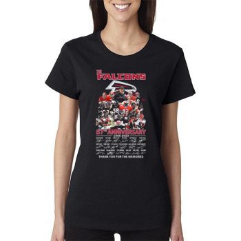 The Atlanta Falcons 57Th Anniversary 1966 2023 Thank You For The Memories Signatures Women Lady T-Shirt