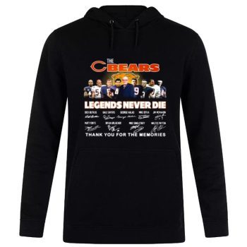 The Chicago Bears Legends Never Die 2023 Thank You For The Memories Signatures Unisex Pullover Hoodie