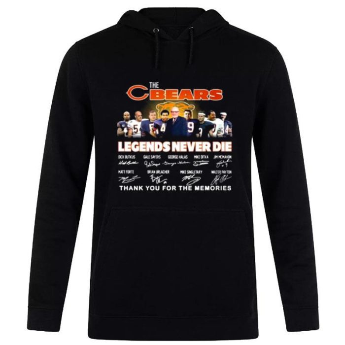 The Chicago Bears Legends Never Die 2023 Thank You For The Memories Signatures Unisex Pullover Hoodie