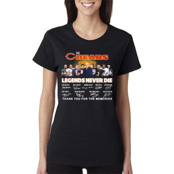 The Chicago Bears Legends Never Die 2023 Thank You For The Memories Signatures Women Lady T-Shirt