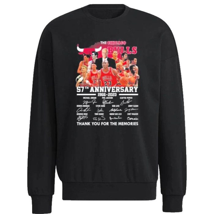 The Chicago Bulls 57Th Anniversary 1966 2023 Thank You For The Memories Signatures Unisex Sweatshirt