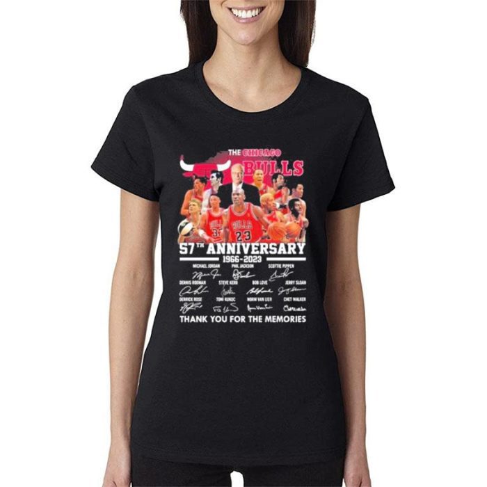 The Chicago Bulls 57Th Anniversary 1966 2023 Thank You For The Memories Signatures Women Lady T-Shirt