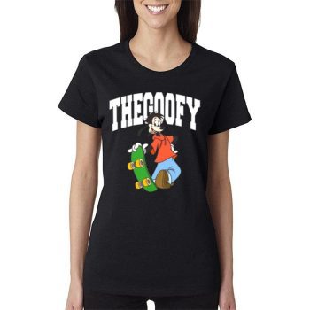 The Goofy White Logo Cartoon Disney Women Lady T-Shirt