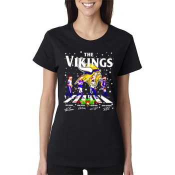 The Minnesota Vikings Abbey Road Christmas Signatures Women Lady T-Shirt