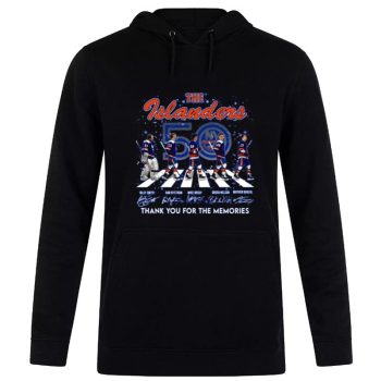 The New York Islanders Road Abbey Signatures Thank You For The Memories Unisex Pullover Hoodie