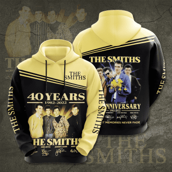 The Smiths Rock Band Signatures 40 Years Anniversary 3D Unisex Pullover Hoodie - Black Light Yellow IHT2671