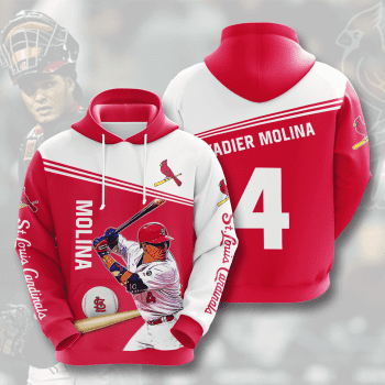 Yadier Molina 4 St. Louis Cardinals 3D Unisex Pullover Hoodie - Red White IHT1815