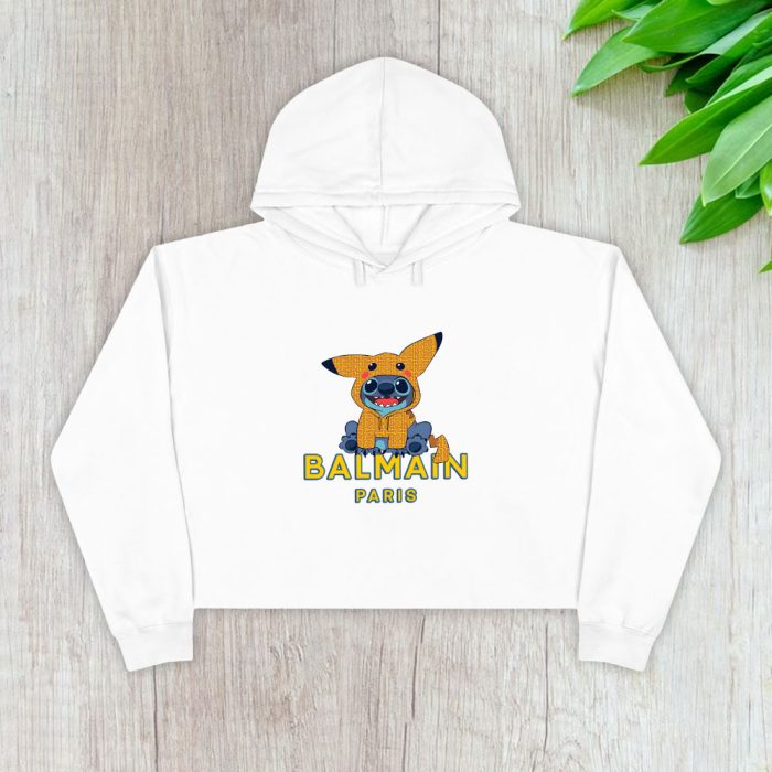 Balmain Paris Stitch Pokemon Crop Pullover Hoodie For Lady CPH1059