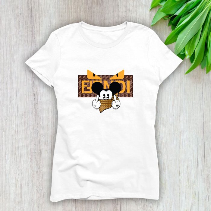 Fendi Diabolic Eyes Mickey Mouse Lady T-Shirt Luxury Tee For Women LDS1269