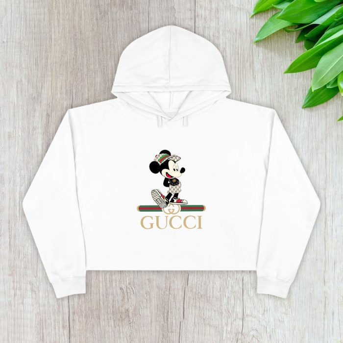 Gucci Mickey Mouse Crop Pullover Hoodie For Lady CPH1380