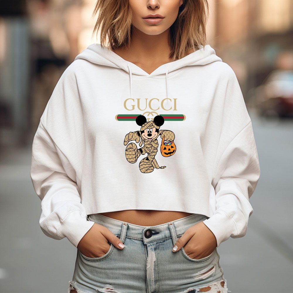 Gucci Mickey Mouse Halloween Crop Pullover Hoodie For Lady CPH1495 Cadadesigns