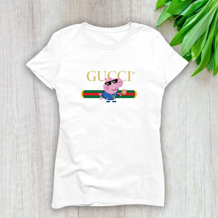 Gucci Peppa Pig Cool Lady T-Shirt Luxury Tee For Women LDS1326