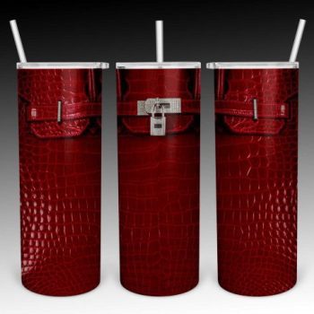 Hermes Birkin Red Yeti Inspired Luxury Skinny Tumbler 20oz  SKT1510