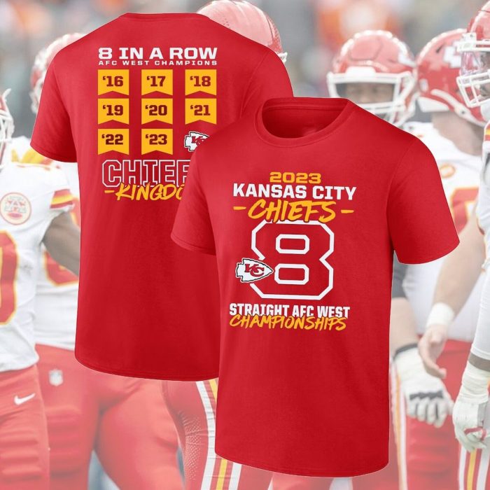 Kansas City Team Chiefs Eight time AFC West Division Champions Unisex T-Shirt