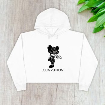 Louis Vuitton Black And White Pattern Mickey Michael Jackson Crop Pullover Hoodie For Lady CPH1673