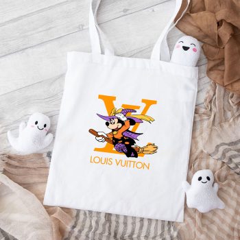 Louis Vuitton Logo Luxury Halloween Pumpkin Mickey Mouse Cotton Canvas Tote Bag TTB1722