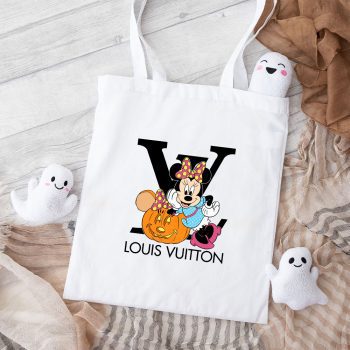 Louis Vuitton Logo Luxury Halloween Pumpkin Minnie Mouse Cotton Canvas Tote Bag TTB1721