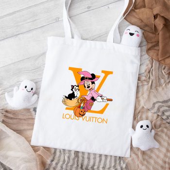 Louis Vuitton Logo Luxury Halloween Pumpkin Minnie Mouse Cotton Canvas Tote Bag TTB1723