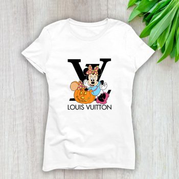 Louis Vuitton Logo Luxury Halloween Pumpkin Minnie Mouse Lady T-Shirt Luxury Tee For Women LDS1723