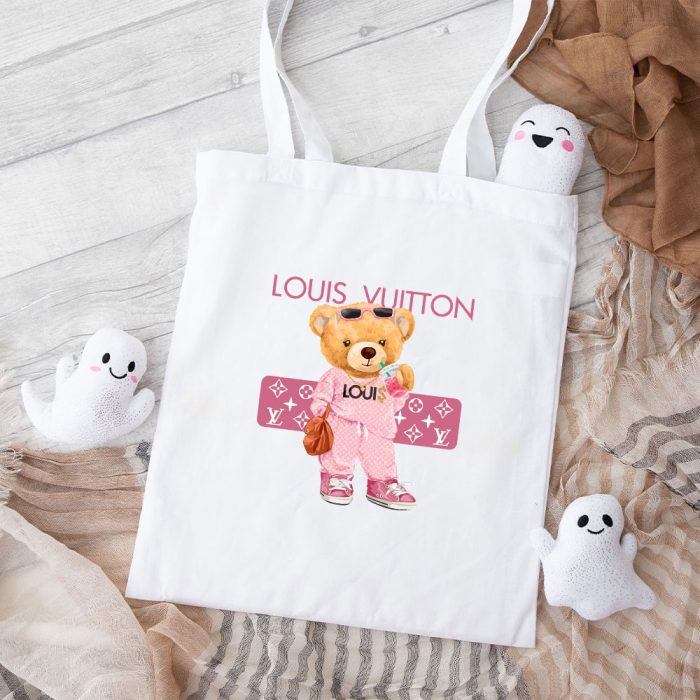 Louis Vuitton Logo Luxury Teddy Bear Cotton Canvas Tote Bag TTB1599
