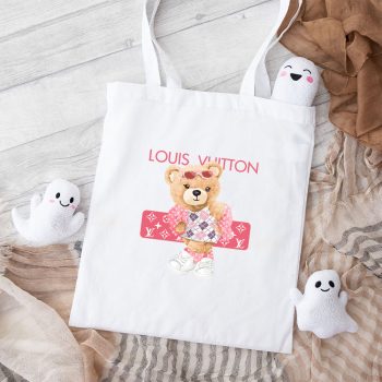 Louis Vuitton Logo Luxury Teddy Bear Cotton Canvas Tote Bag TTB1603