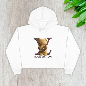 Louis Vuitton Logo Luxury Teddy Bear Crop Pullover Hoodie For Lady CPH1552