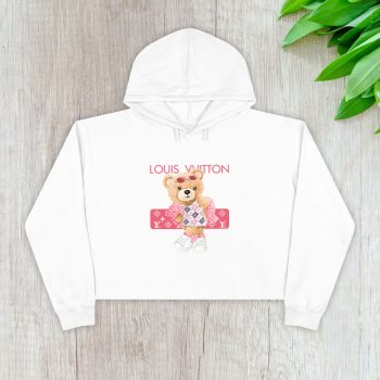 Louis Vuitton Logo Luxury Teddy Bear Crop Pullover Hoodie For Lady CPH1603