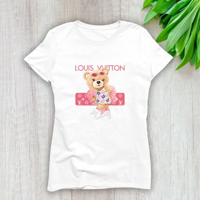 Louis Vuitton Logo Luxury Teddy Bear Lady T-Shirt Luxury Tee For Women LDS1605