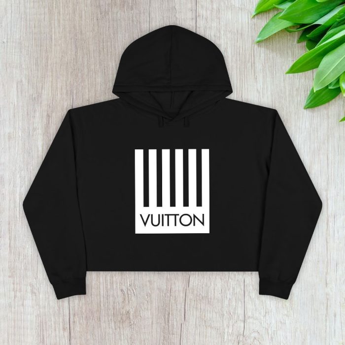 Louis Vuitton Logo Luxury With Barcode Logo Crop Pullover Hoodie For Lady CPH1685