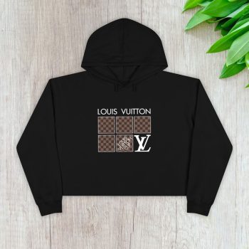 Louis Vuitton Logo Luxury With Damier Pattern Crop Pullover Hoodie For Lady CPH1682