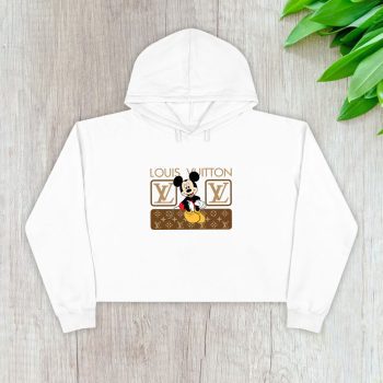 Louis Vuitton Monogram Canvas Pattern Mickey Mouse Crop Pullover Hoodie For Lady CPH1690