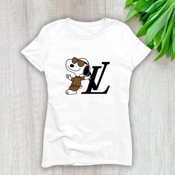 Louis Vuitton Monogram Canvas Pattern Snoopy Lady T-Shirt Luxury Tee For Women LDS1693