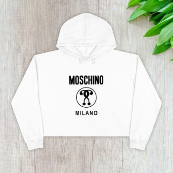 Moschino Double Question Mark Logo Crop Pullover Hoodie For Lady CPH1743