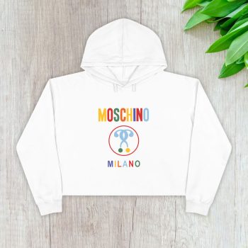 Moschino Double Question Mark Logo Crop Pullover Hoodie For Lady CPH1757