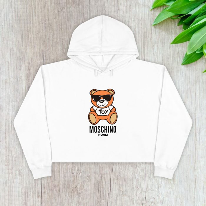 Moschino Swim Teddy Bear Crop Pullover Hoodie For Lady CPH1750