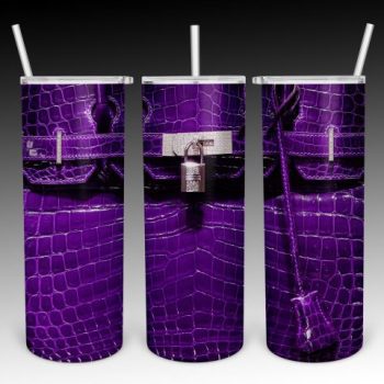 Purple Hermes Birkin Yeti Inspired Luxury Skinny Tumbler 20oz  SKT1507