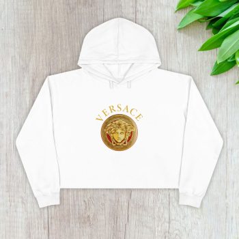 Versace Medusa Gold Luxury Logo Crop Pullover Hoodie For Lady CPH1925