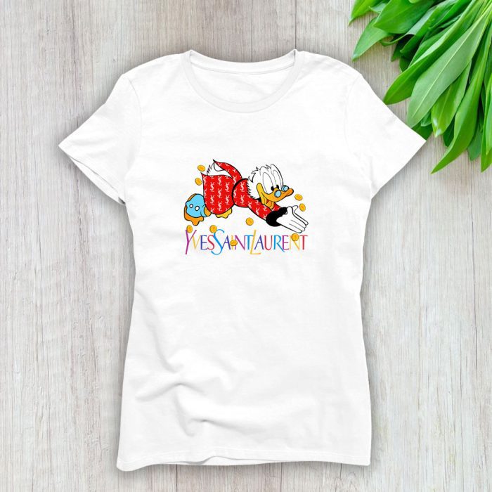Yves Saint Laurent Logo Luxury Mcduck Lady T-Shirt Luxury Tee For Women LDS1982