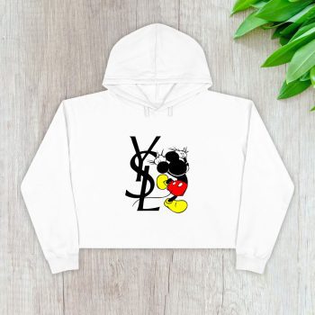 Yves Saint Laurent Logo Luxury Mickey Mouse Crop Pullover Hoodie For Lady CPH1974