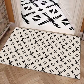 LV Black And White Logo Doormat Welcome Mat LDM1057