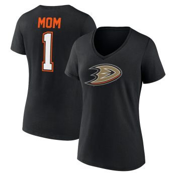 Anaheim Ducks Women's Mother's Day #1 Mom V-Neck T-Shirt - Black