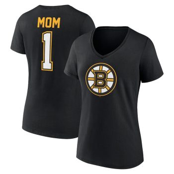 Boston Bruins Women's Mother's Day #1 Mom V-Neck T-Shirt - Black