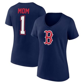 Boston Red Sox Women's Mother's Day #1 Mom V-Neck T-Shirt - Navy
