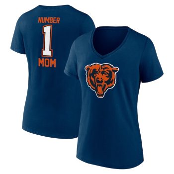 Chicago Bears Women's Mother's Day #1 Mom V-Neck T-Shirt - Navy